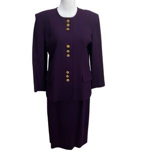 Oleg Cassini Woman’s Plum Wool Suit Size 8